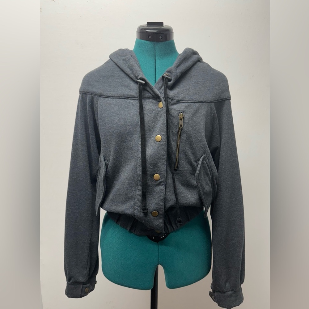 Patterson Kincaid Originals Vintage Women’s Cropped Hoodie Jacket Grey Size XS